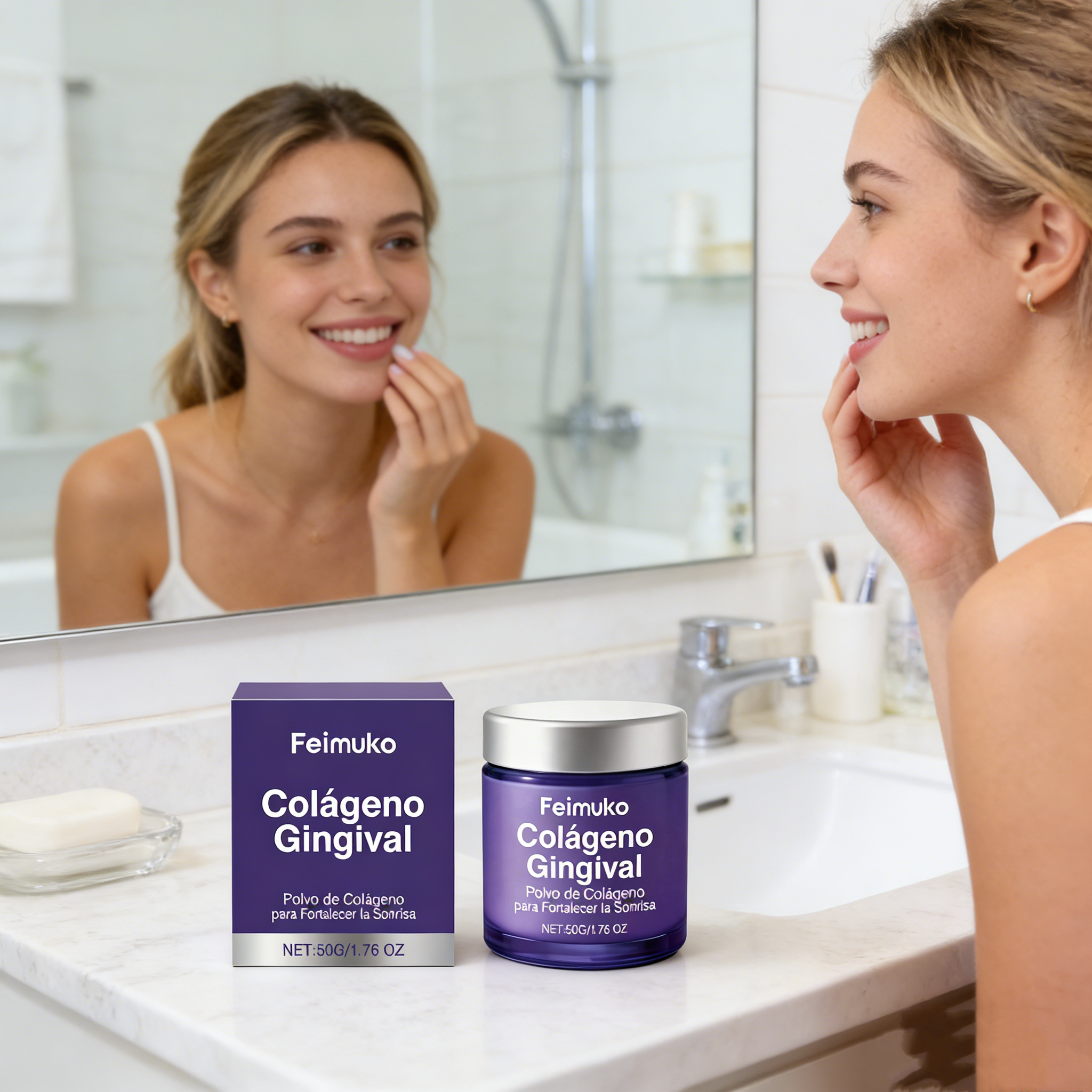 Teeth Whitening Hismile - Collagen Teeth Cleaning Powder Mint Fresh