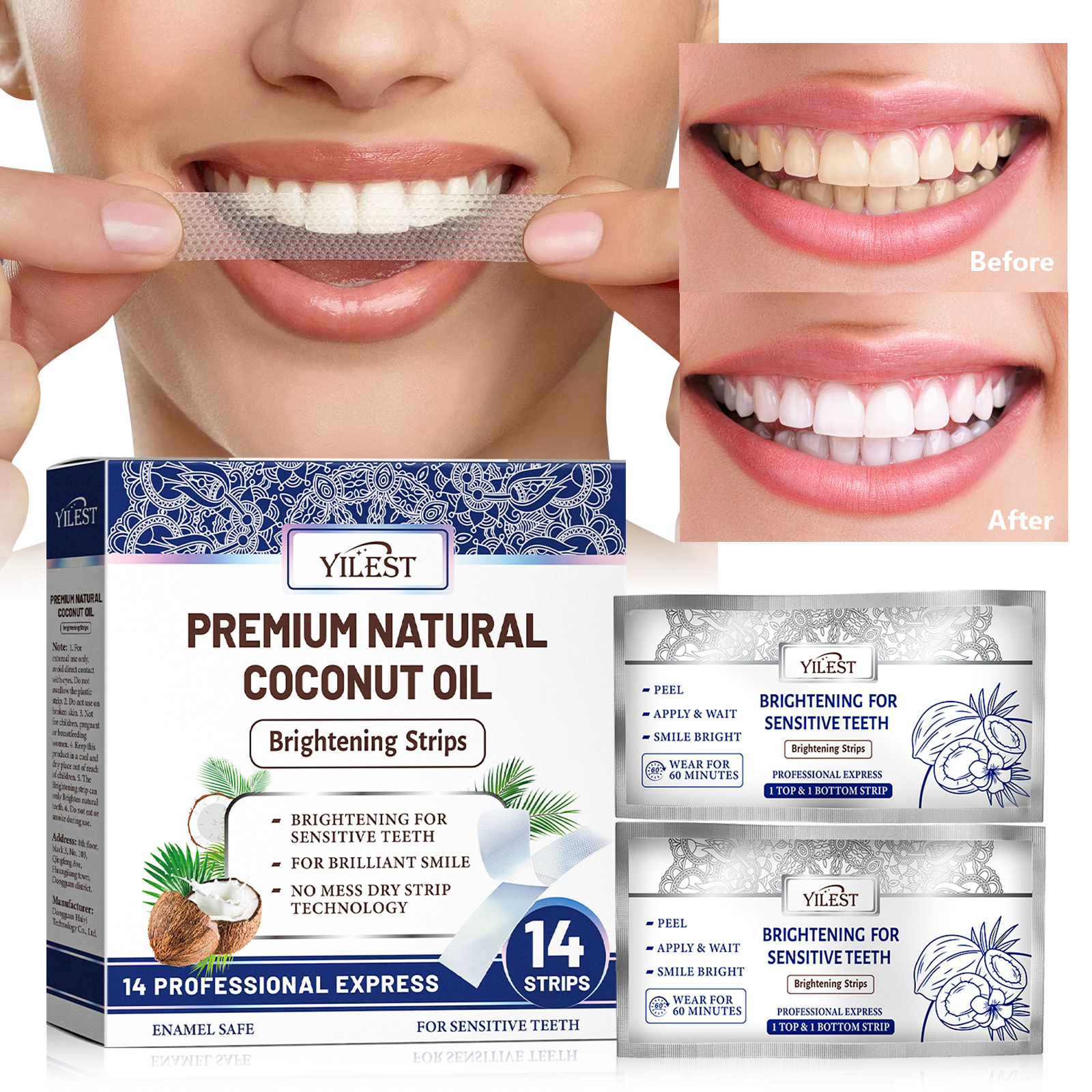 Teeth Whitening/Bleaching - Teeth Whitening Strips 14pcs Cleansing Relief