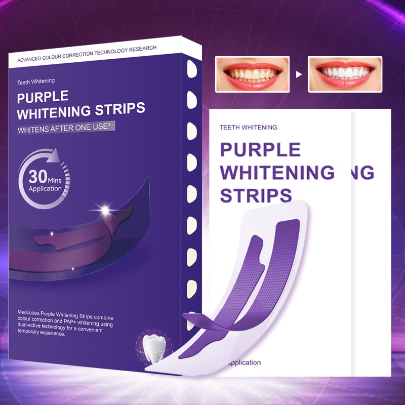 V34 Purple Glowing Dry Tooth S - Teeth Whitening Strips recensione e prezzo