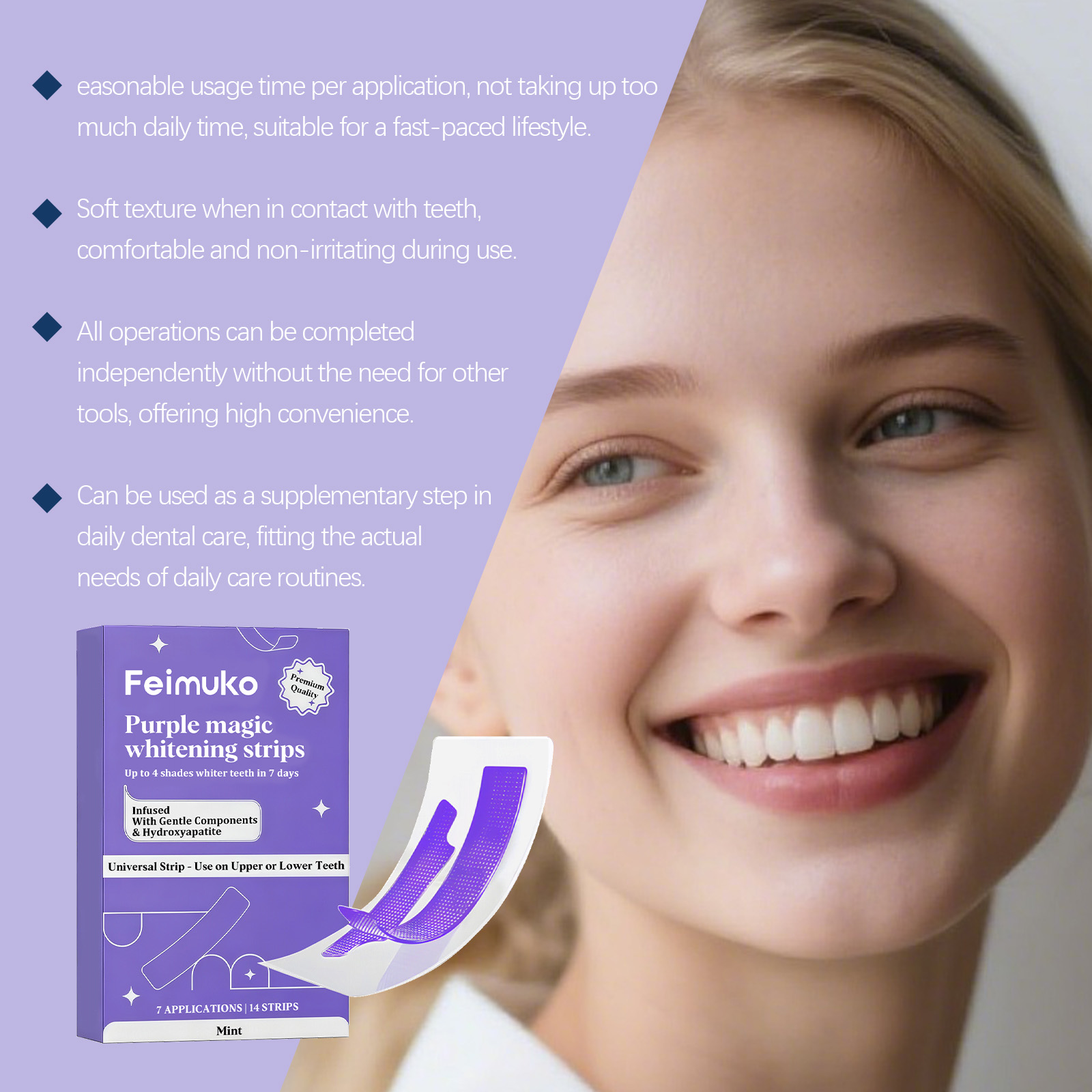 14 Strips Purple Teeth Whiteni - Teeth Whitening Yellow Teeth recensione e prezzo