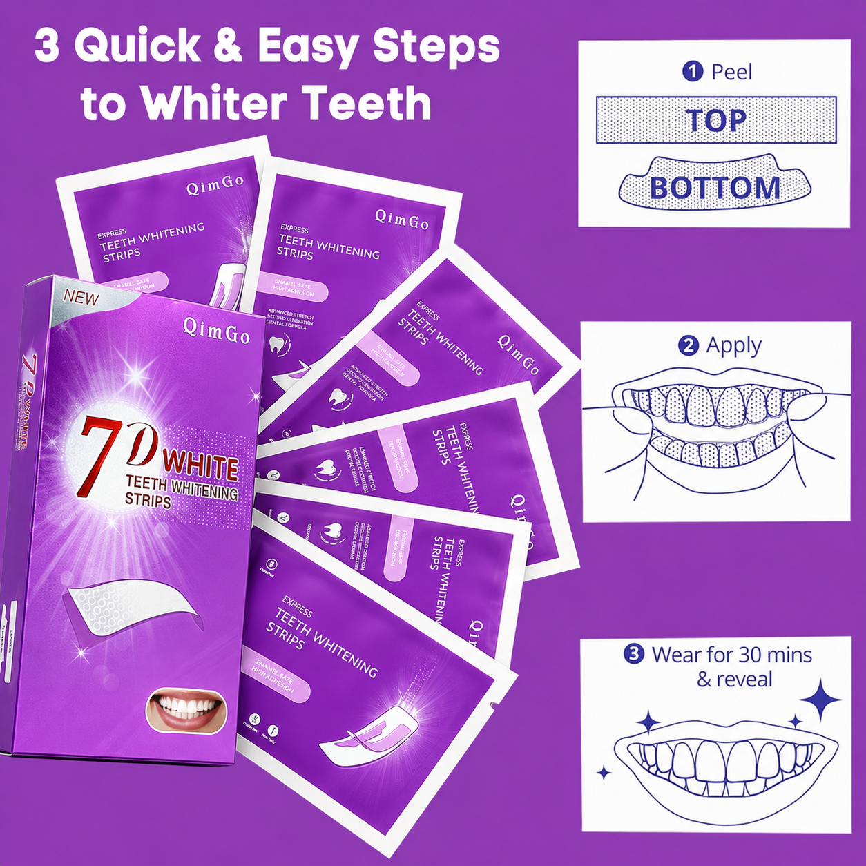 7D Purple Teeth Whitening Stri - Teeth Whitening Yellow Teeth recensione e prezzo